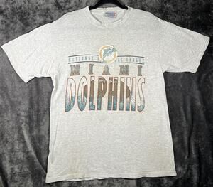 Vintage Miami Dolphins Chalk Line T Shirt L Gray 1995 NFL Single Stitch 20x29